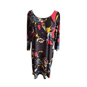 Dana Buchman Women's size XL Multicolored Artsy Dress-3/4 sleeve